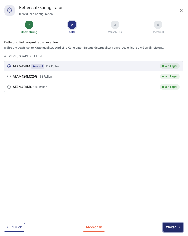 Schritt 2: Kette wählen